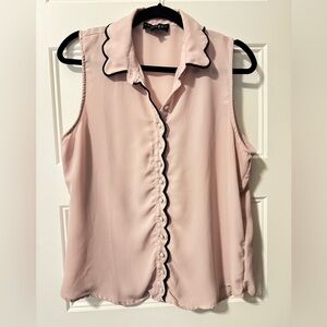 Laundry by Shelli Segal Pink Scalloped Edge Sleeveless Blouse Size Medium